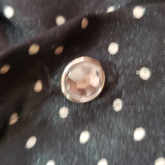 Celine black polka dot blouse w/crystal buttons 3x - Picture 6 of 9